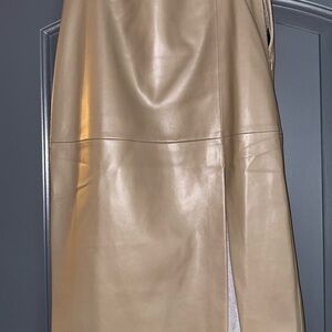 Vici Tan Midi Pencil Skirt with Slit